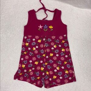 Vintage simply basic Floral Patterned summer Romper girls 4/5